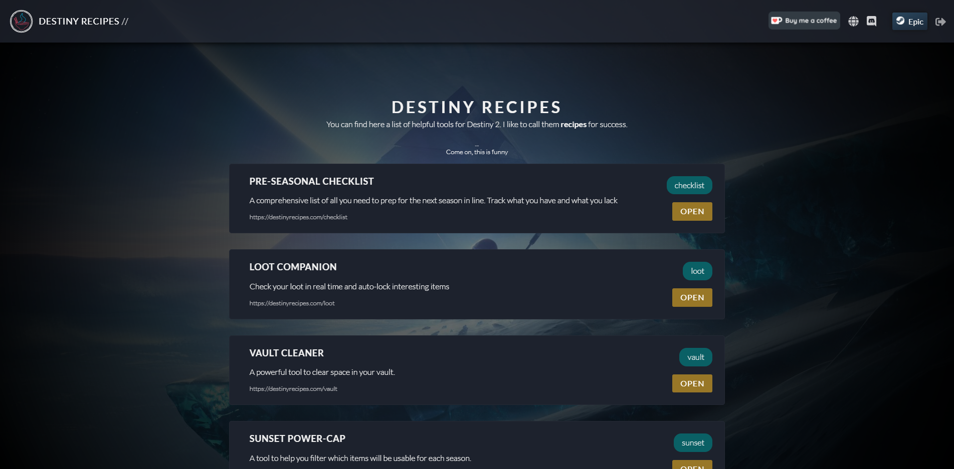Destiny Recipes preview
